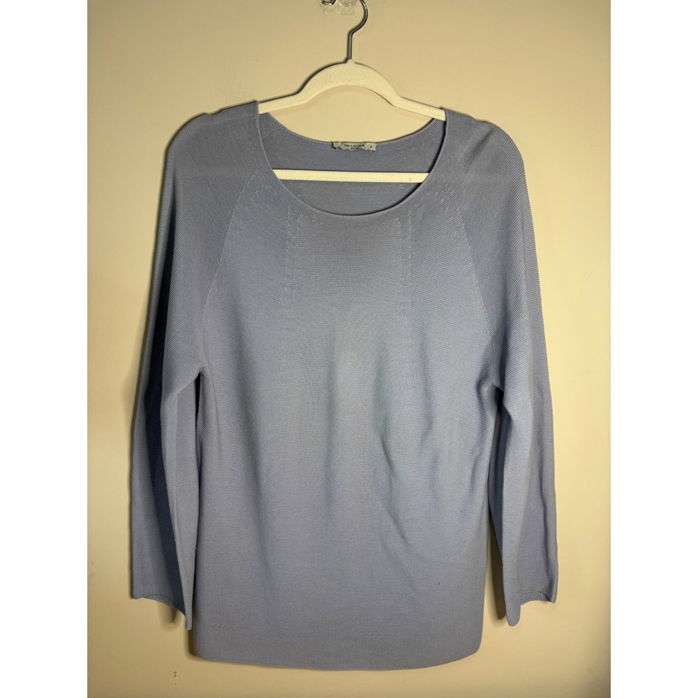 MM LaFleur New‎ York Light Blue Knit Crew Neck Long Sleeve Sweater Top Size S